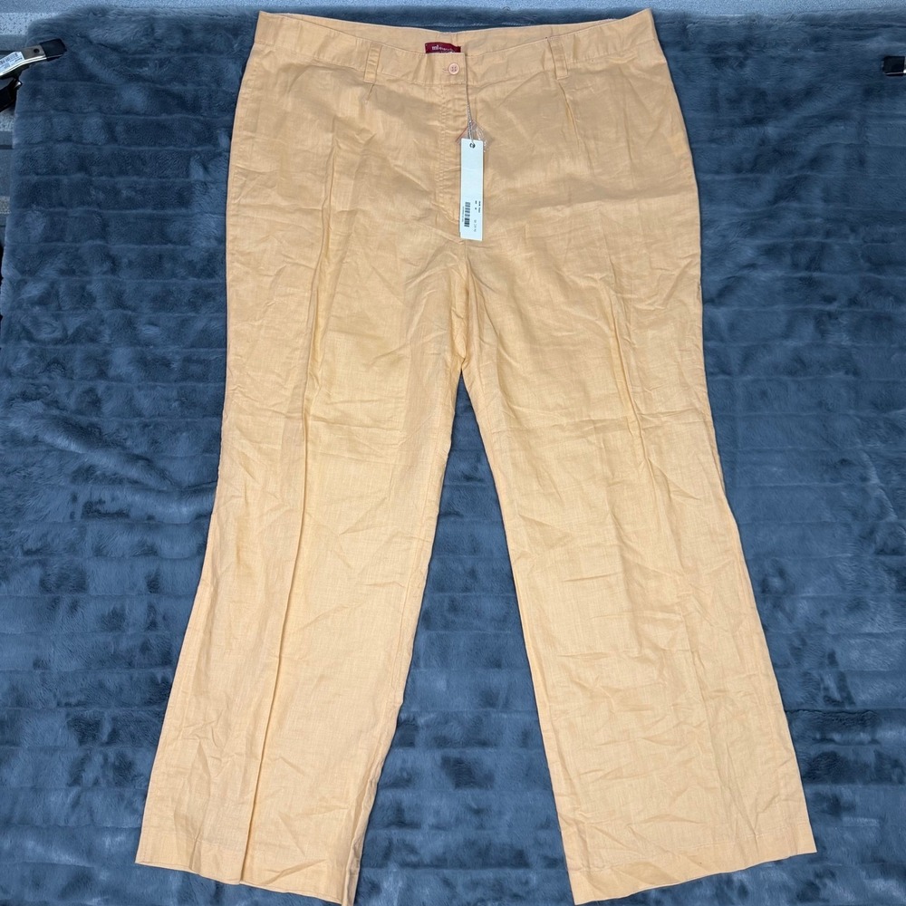Ml Everyday Peach Linen Blend Wide Leg Trousers Pants Orange Size 20 NWT